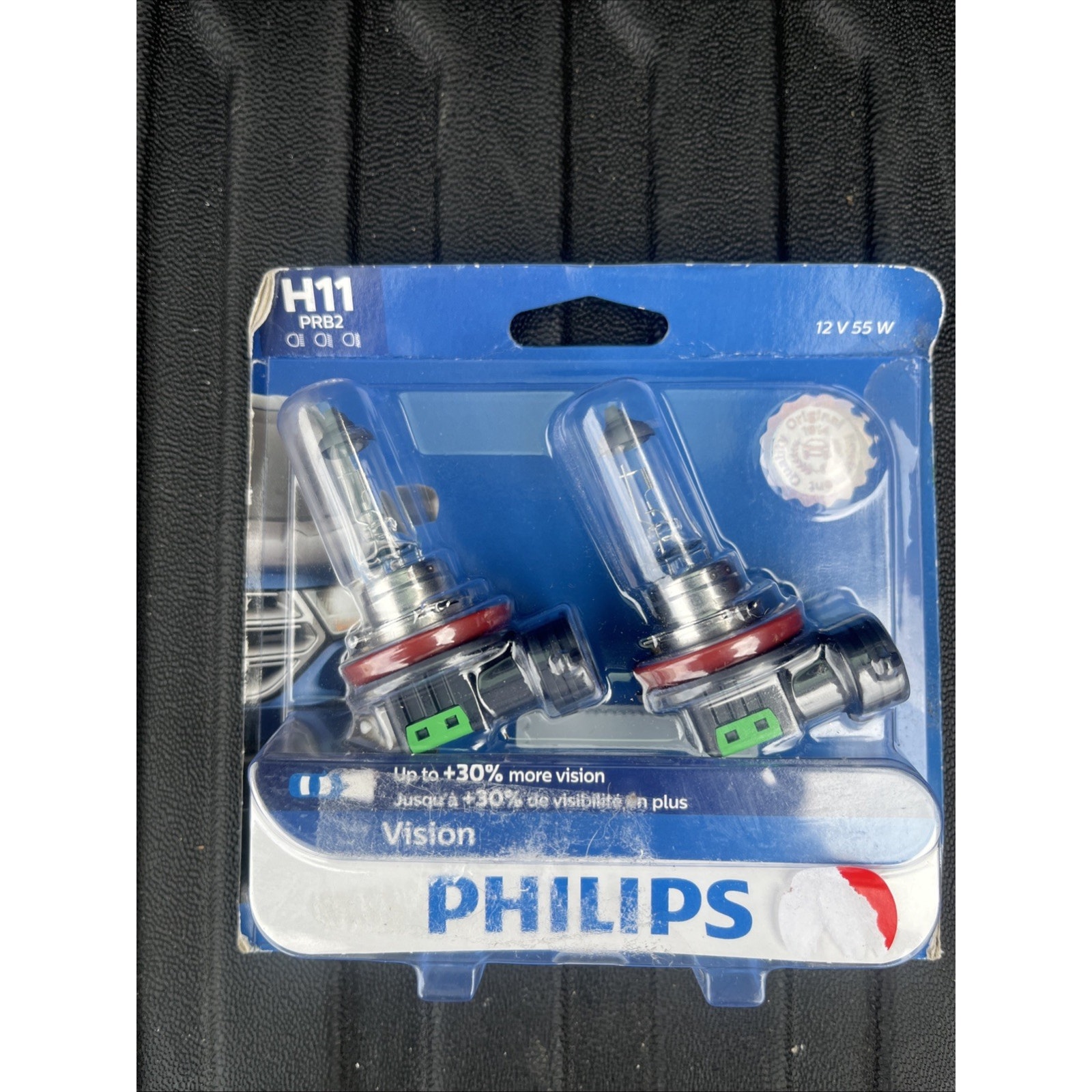 Philips H11 Vision Headlight Bulb, Up To 30% More Vision, 2ea,12362prb2, White